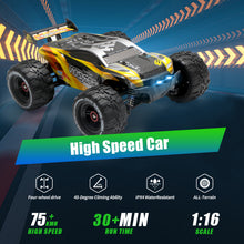 将图片加载到图库查看器，4drc 1:16 Large Scale RC Car 4WD 50KM/H High Speed Remote Control Car with Lights for Kids Adults,Off-Road Monster Crawler Truck Toy for Boys with 2 Batteries
