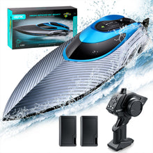 将图片加载到图库查看器，4DRC S3 High Speed RC Boats with LED Lights &amp; 2 Batteries, 30+ mph Remote Control Boat for Pools and Lakes, Capsize Recovery, Low Battery Reminder,2.4Ghz Racing Boats for Adults and Kids
