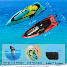 将图片加载到图库查看器，4DRC RC Boat, 2.4G High Speed Remote Control Boat Waterproof Racing Boats with USB Charging &amp; Low Battery Alarm for Kids and Adults Christmas Gifts
