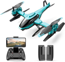 将图片加载到图库查看器，4DRC RC Helicopte Drone with 1080P HD Camera for Kids Adults, FPV Drone Beginners Foldable Live Video Quadcopter 2 Batteries Blue
