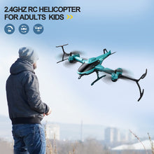 将图片加载到图库查看器，4DRC RC Helicopte Drone with 1080P HD Camera for Kids Adults, FPV Drone Beginners Foldable Live Video Quadcopter 2 Batteries Blue
