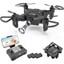 将图片加载到图库查看器，4DRC Mini Drone With 720p Camera for Kids and Adults, FPV Drone Beginners RC Foldable Live Video Quadcopter,3D Flips and Headless Mode,One Key Return,Altitude Hold,3 Modular Battery Black
