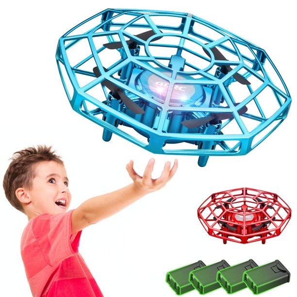 4DRC UFO Drone for Kids or Adults Easy Indoor Small UFO Toy Flying Ball Drone Toy for Boys and Girls (Blue and Red)