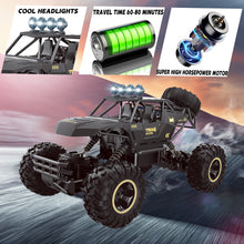 将图片加载到图库查看器，4DRC 1:12 Cars off Road Monster Truck Remote Control Car Metal Shell 2.4G 4WD Dual Motors,All Terrain Hobby Truck with 2 Batteries Black
