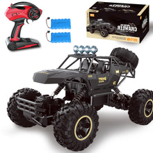 将图片加载到图库查看器，4DRC 1:12 Cars off Road Monster Truck Remote Control Car Metal Shell 2.4G 4WD Dual Motors,All Terrain Hobby Truck with 2 Batteries Black
