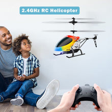 将图片加载到图库查看器，4DRC Remote Control Helicopter 2.4GHz 4DM5 RC Helicopters with Gyro for Beginner Toys Aircraft,3.5 Channel,LED Light,High&amp;Low Speed,2 Battery，Yellow Blue
