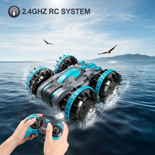 将图片加载到图库查看器，4DRC C9 RC Car for Kids Rotate 360° Spins &amp; Flips, 2.4 GHz 4WD Amphibious Remote Control Car Boat RC Monster Truck Stunt Car Vehicles Toys for 5-12 Year Old Boys Gifts
