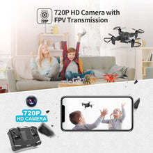 将图片加载到图库查看器，4DRC Mini Drone With 720p Camera for Kids and Adults, FPV Drone Beginners RC Foldable Live Video Quadcopter,3D Flips and Headless Mode,One Key Return,Altitude Hold,3 Modular Battery Black
