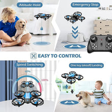 将图片加载到图库查看器，4DRC Drone Mini with 720P HD Camera for Adults and Children FPV Real-Time Video, 3 Modular Batteries，Blue
